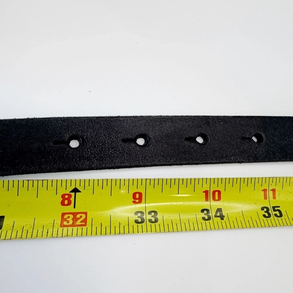 Fossil Black Leather Belt w Black Rhinestone Embellished Buckle Women's Size Med